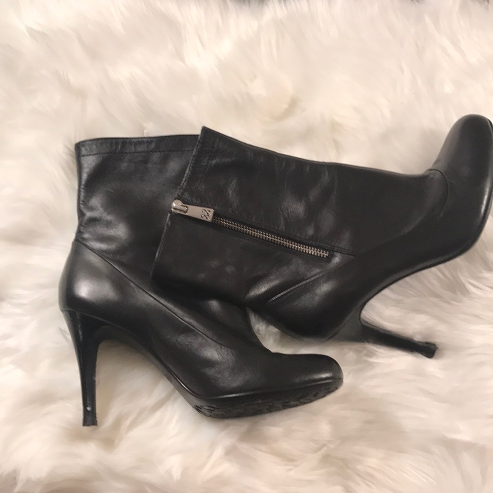 Black leather coach boots